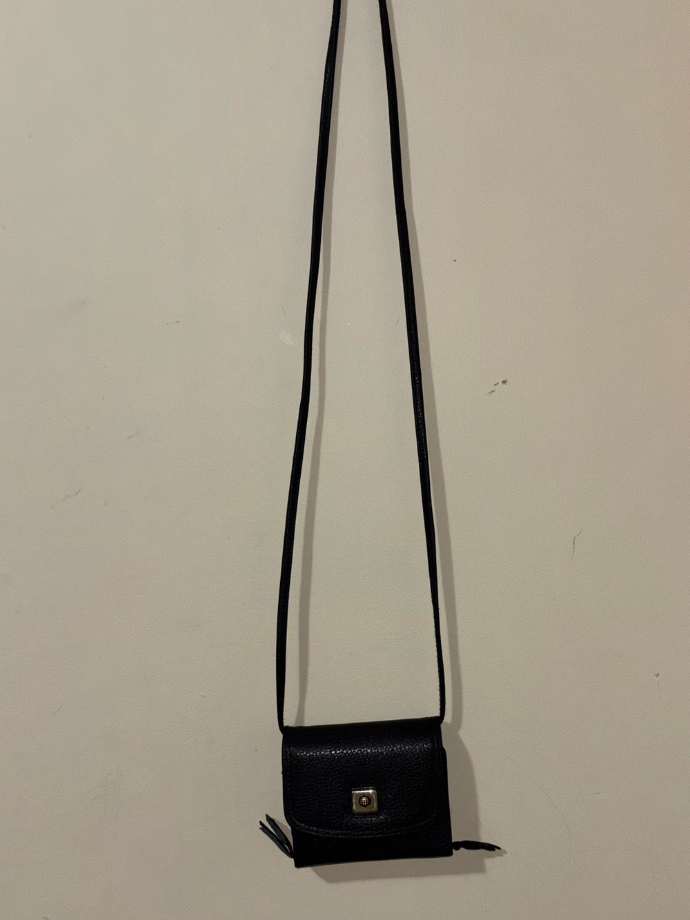 Black Leather Crossbody Wallet - Unbranded
